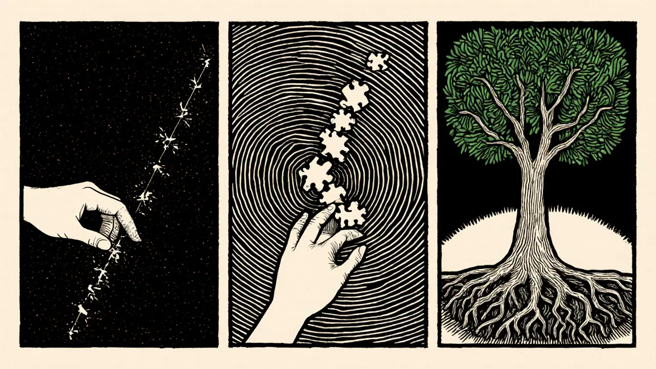 Zobrazení technik pendulace, titrace a resourcování během somatické terapie.