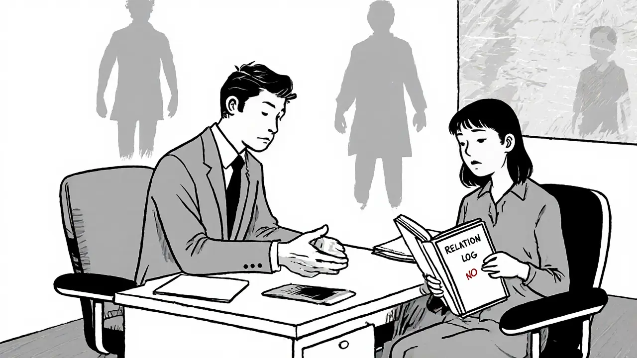 Terapeut podává deník pacientovi, který zkouší říct „ne&quot; během role‑play.