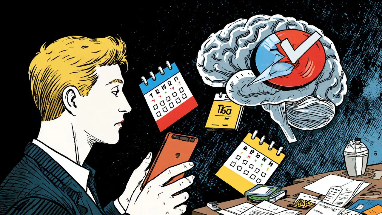 Muž používá tři upozornění a barevné kalendářové karty, aby kompenzoval deficit pozornosti.