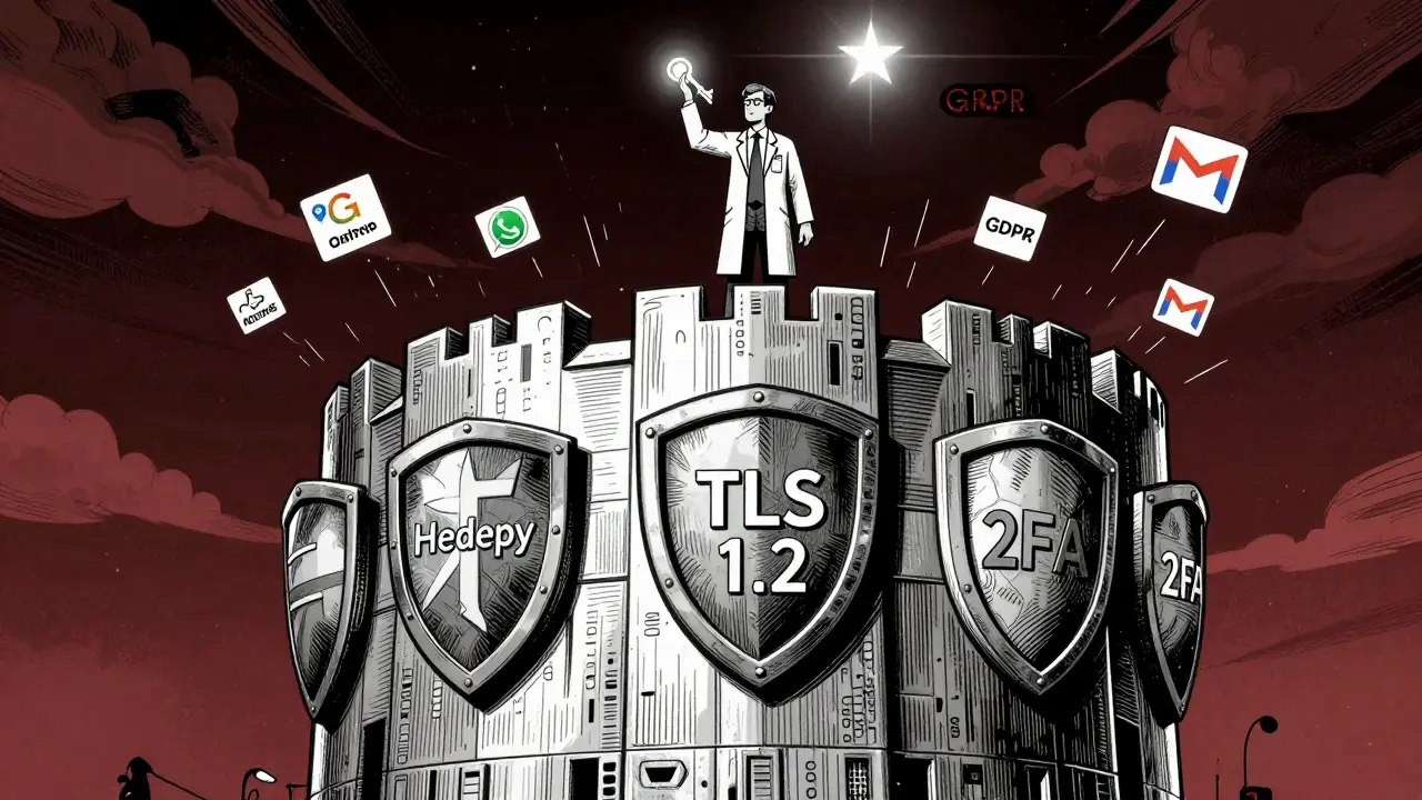 Terapeut stojí na obraně šifrovaných systémů proti nebezpečným digitálním hrozbám ve stylu dřevorytu.