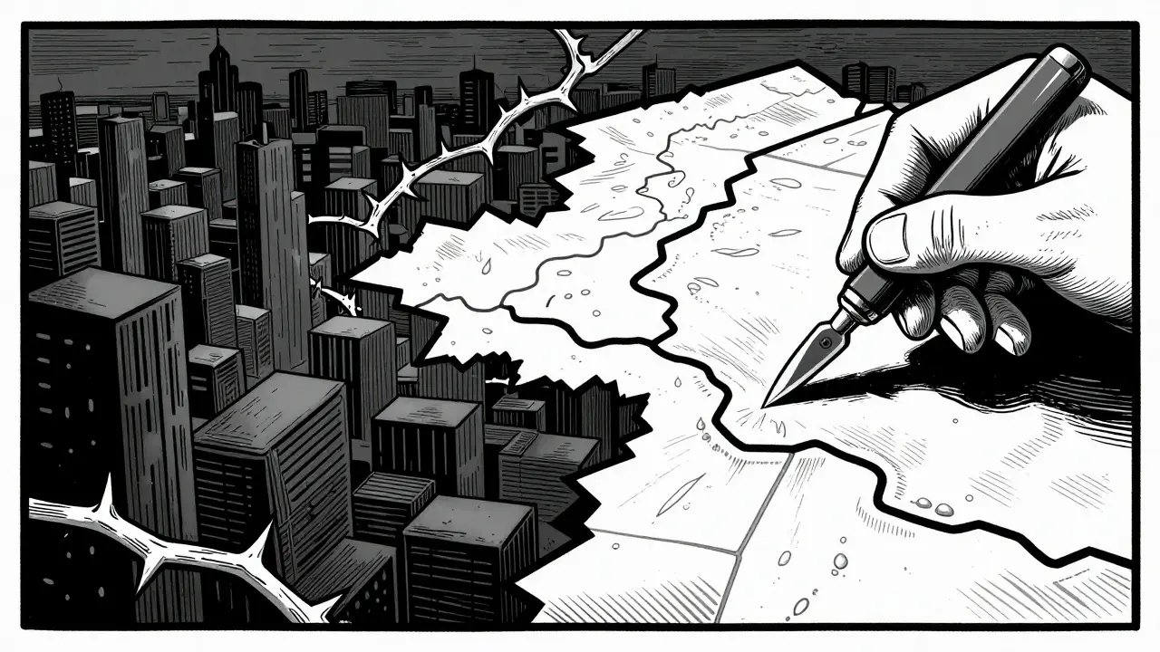 Rukou upravovaná mentální mapa, která se mění z chaosu v řád.