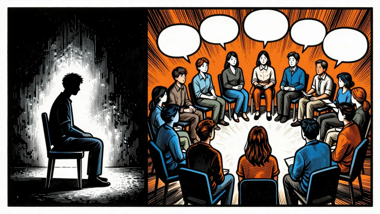 Kontrast mezi jednotlivcem a skupinou v komiksovém stylu
