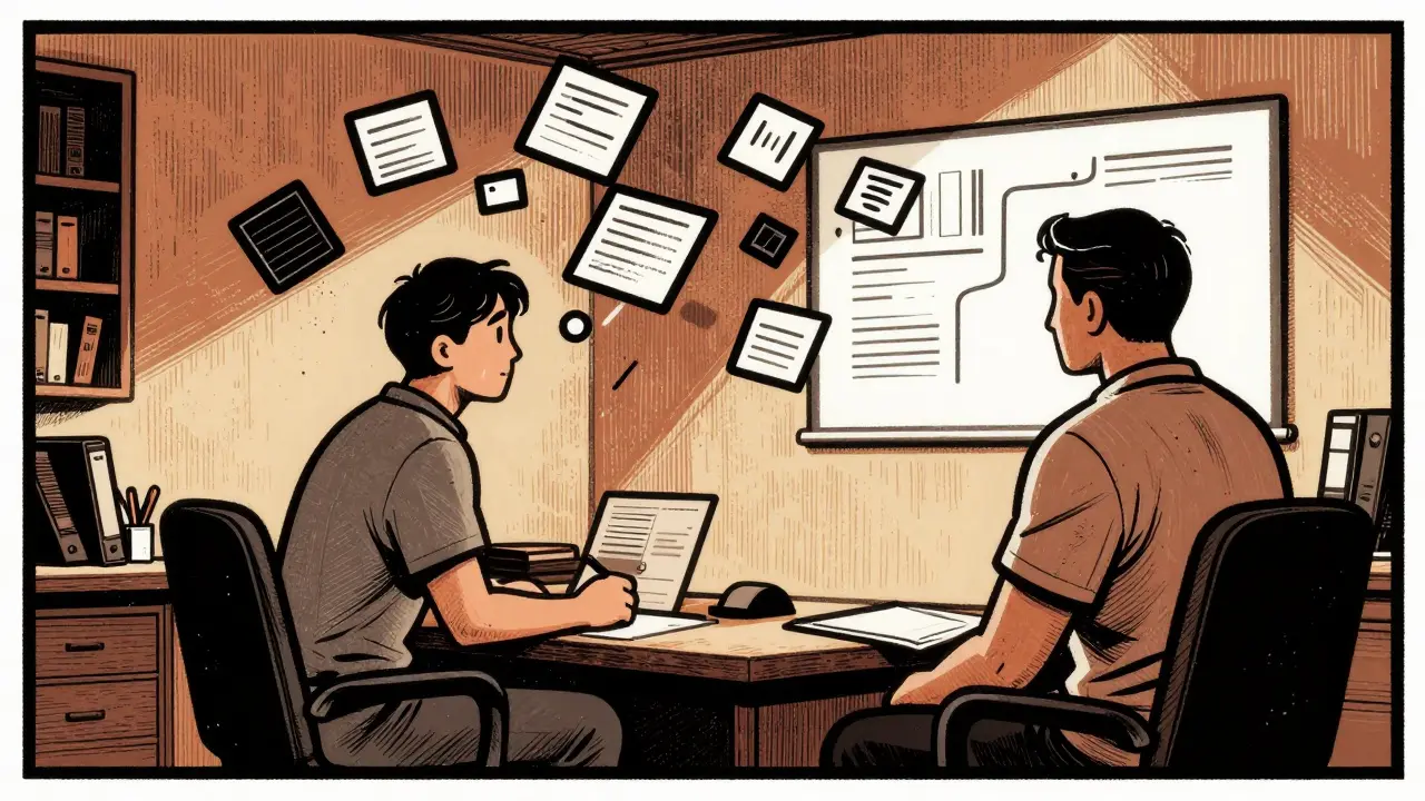 Terapeutická seance s vizuálními podpůrnými prvky v komiksovém stylu