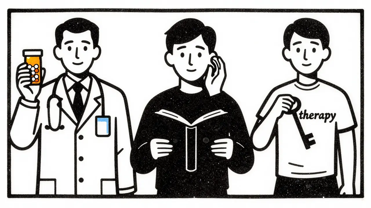 Tři typy odborníků na duševní zdraví v komiksovém stylu