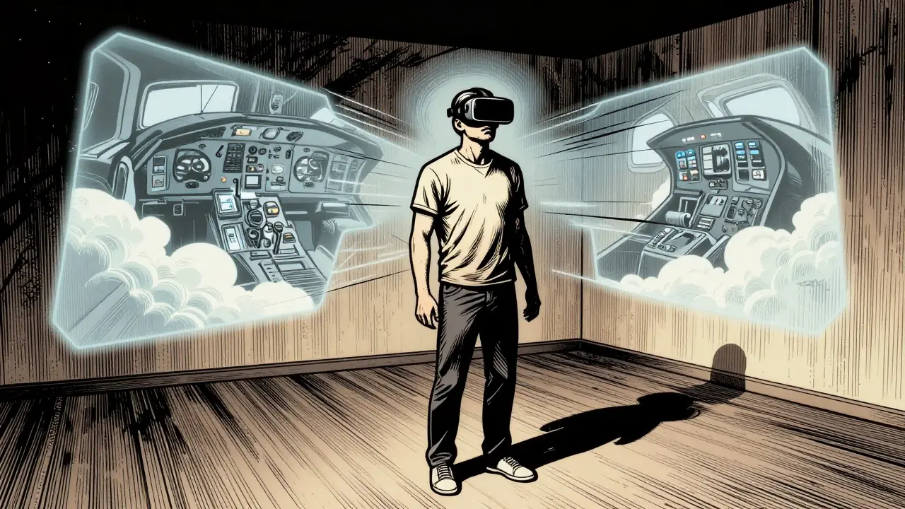 Pacient používající virtuální realitu pro léčbu fobií