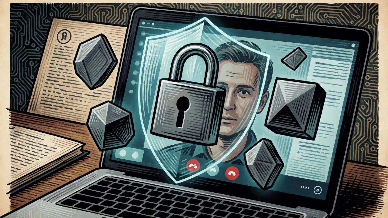 Dřevoryt znázorňující šifrování a bezpečnost dat při online terapii