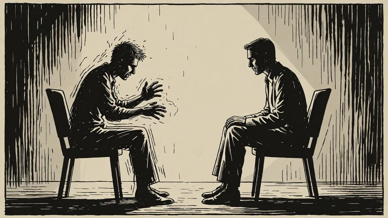 Therapist and patient in session, illustrating the dynamic of boundary setting and therapy.